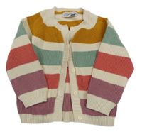 Béžovo-barevný pruhovaný propínací svetr Ergee