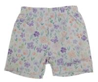 Bílo-barevné květované UV kraťasy 
