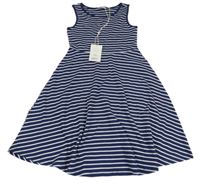Nové - Tmavomodro-bílé pruhované žebrované šaty Alive