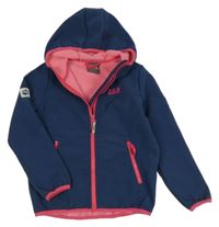 Tmavomodro-růžová softshellová bunda s kapucí Jack Wolfskin