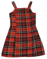 Červeno-černo-bílé kostkované úpletové šaty H&M