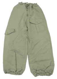 Světlezelené cargo cuff lehké kalhoty Zara