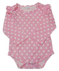 Růžovo-bílé puntíkaté body s volánky 