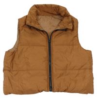 Hnědá šusťáková crop zateplená vesta Shein