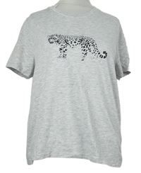 Dámské šedé tričko s leopardem Topshop