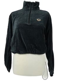 Dámská tmavošedá crop sametová mikina s logem Adidas 