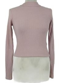 Dámský světlerůžový žebrovaný crop svetr Hollister 