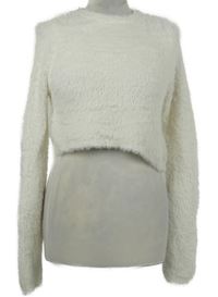 Dámský bílý chlupatý crop svetr Stradivarius 