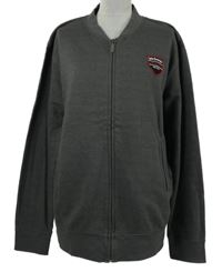 Pánská šedá propínací mikina s erbem