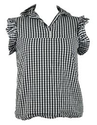Dámská černo-bílá kostičkovaná halenka s volánky Zara 