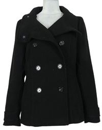 Dámský černý flaušový krátký kabát H&M