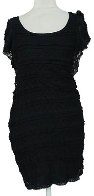 Dámské černé krajkové minišaty s volánky H&M