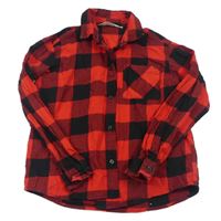 Červeno-černá kostkovaná flanelová košile H&M