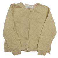Béžovo-zlatý propínací svetr H&M