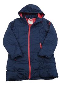 Tmavomodrý šusťákový zimní kabát a kapucí kids