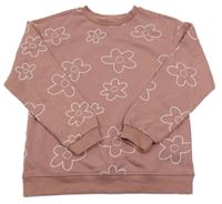 Starorůžová mikina s kytičkami PRIMARK