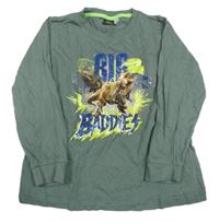 Khaki triko s dinosaurem 