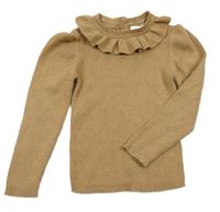 Béžový žebrovaný svetr s volánkem Next