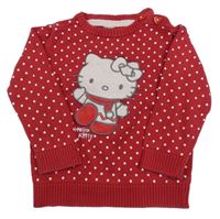 Červený puntíkatý svetr s Hello Kitty 