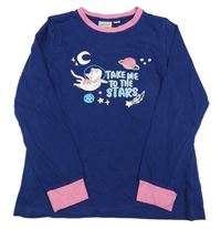 Tmavomodro-růžové triko s obrázkem Alive