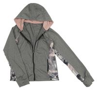 Šedo-vzorovaná sportovní propínací mikina s kapucí Primark