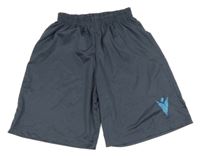 Tmavomodré sportovní kraťasy s potiskem 