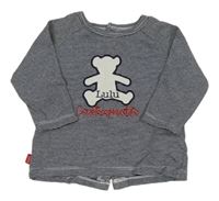 Tmavomodro-bílé pruhované triko s medvědem 