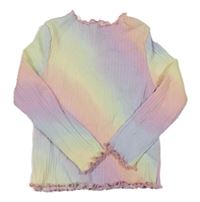 Duhové žebrované triko H&M