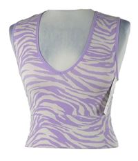 Nové - Dámský fialovo-béžový vzorovaný sportovní crop top Primark 