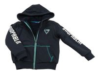 Tmavomodrá zateplená propínací mikina s kapucí Lupilu