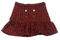 Červeno-černo-zlatá pletená sukně s knoflíky Matalan