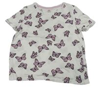 Bílé crop tričko s motýly Primark