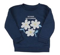 Tmavomodrá mikina s květy Primark