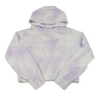 Lila-bílá batikovaná crop mikina s kapucí Primark