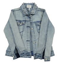 Světlemodrá riflová bunda s perlami 