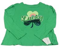 Nové - Zelené triko s nápisem a flitry St. Bernard