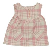 Růžovo-bílé kostkované fleecové šaty se srdíčkovými kapsami George