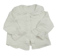 Bílá mačkaná halenka s límečkem Shein