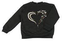 Černá mikina se srdcem a motýly