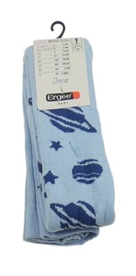 Nové - Světlemodré thermo punčocháče s planetami Ergee