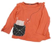 Korálové triko s kočkou 