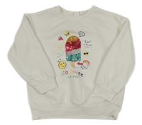 Bílá mikina s nanukem z flitrů Shein