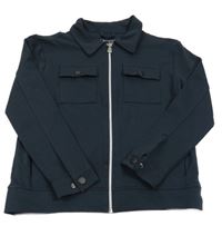 Tmavomodrá propínací mikina s límečkem 