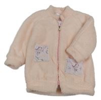 Světlerůžová huňatá oboustranná propínací mikina 