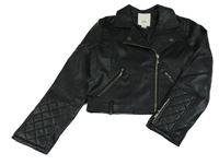 Černá koženková crop bunda River Island