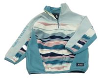 Světlemodro-bílo-růžová fleecová mikina 