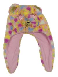 Barevná vzorovaná chlupatá čepice - medvídek Wed´ze