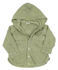 Světlekhaki riflová košilová bunda s kapucí Zara0