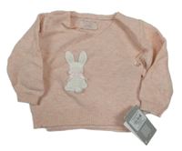 Nové - Světlerůžový propínací svetr se zajícem Primark