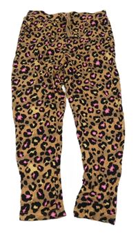 Skořicovo-černo-růžové leopardí volné kaklhoty 